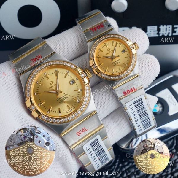 AAA Replica Omega Couple Watch Omega Constellation Diamond Bezel Automatic Watches 3
