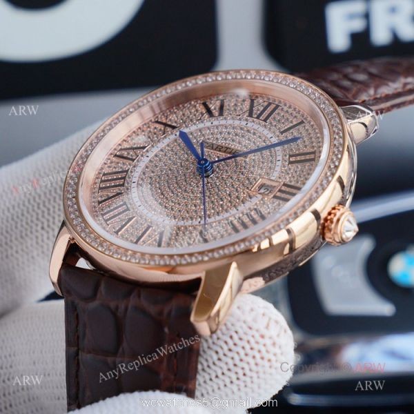 High Quality Cartier Ronde Solo 42mm rose gold Diamond Replica Watch 3