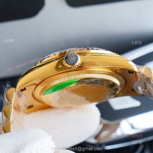 High Quality Replica Gold Rolex Datejust 36mm Black Dial ETA2836 Automatic Watch 3