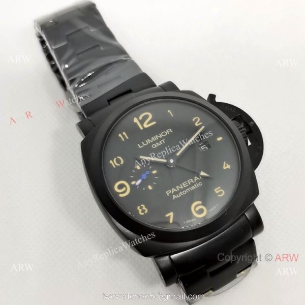 Fake Panerai Luminor GMT PAM 1441 Men Watch Black Steel 3