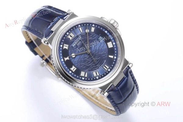 Swiss Replica Breguet Marine 5517 Blue Dial Stainless Steel Watch 40mm 3