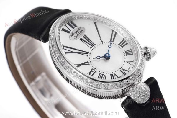 Replica Breguet Reine De Naples Watch White Roman Numberals With Diamond Bezel 3