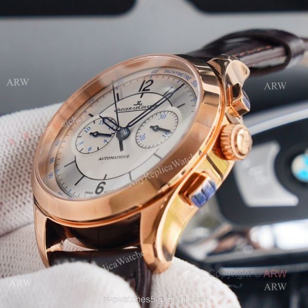 Swiss 7750 Jaeger Lecoultre Master Chronograph Rose Gold Replica Watch 40mm 3