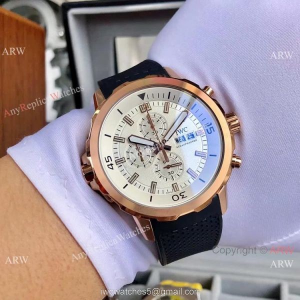 Fake IWC Schaffhausen Aquatimer 43mm Watches White Dial Rubber Strap 3