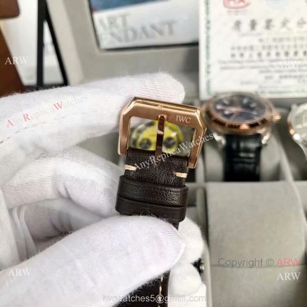 AAA Quality IWC Pilots Spitfire Chronograph Watch Rose Gold Green Dial 3