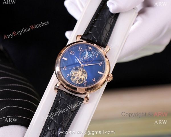 High Quality IWC Tourbillon Moonphase Blue and Gold Watches 3