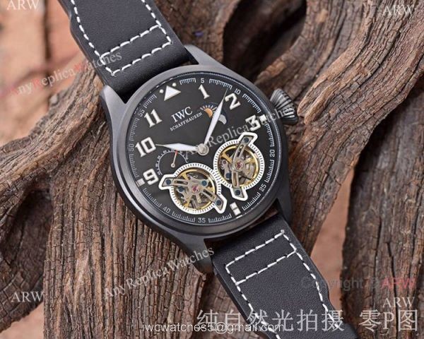 Copy IWC Big Pilots Double tourbillon Men Watches Ss Blue Face 3