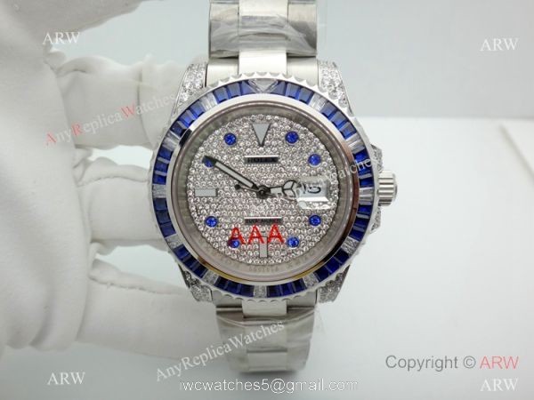 Best Replica Rolex Submariner Stainless Steel Iced Out Diamond Watch 40MM 3