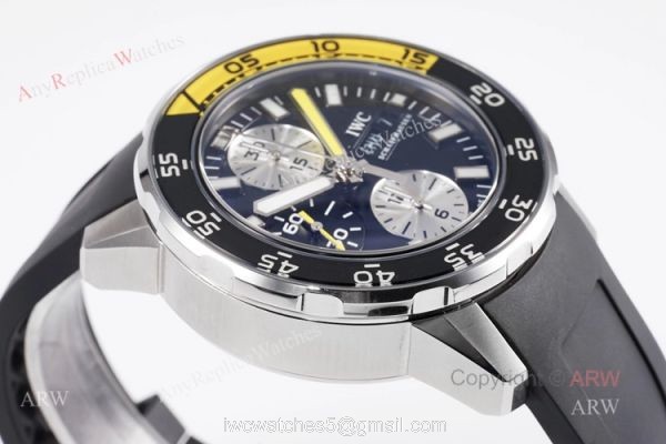 Replica IWC Aquatimer Chronograph Black Yellow Bezel Asia 7750 Watch 44mm 3