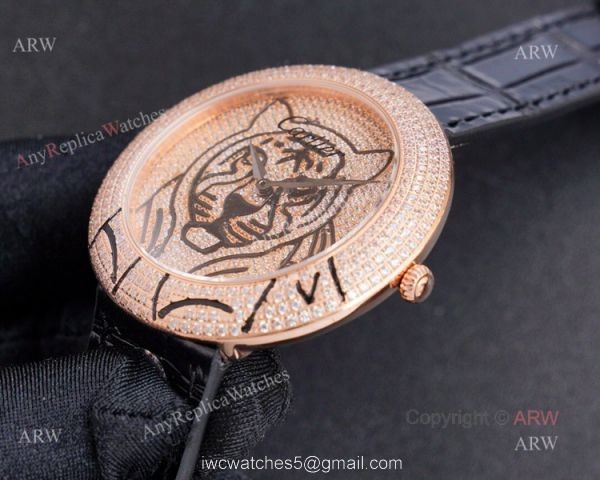 Swiss Copy Cartier Panther Rose Gold Diamond Watch For Men 3