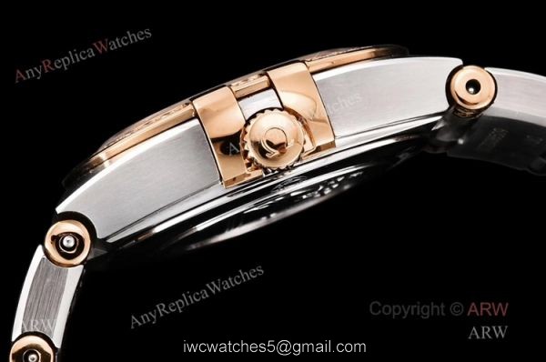 GF Factory Swiss Replica Omega Constellation Two Tone Rose Gold Diamond Watch With Black Aventurine Dial 3