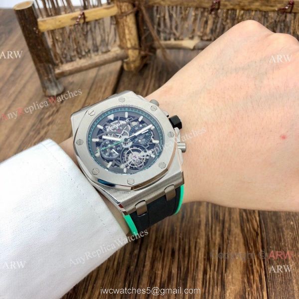 Knockoff Audemars Piguet Royal Oak Offshore Watches BlackGreen Rubber Strap 3