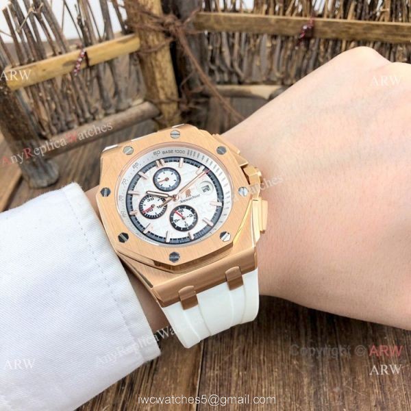 Copy Audemars Piguet Royal Oak Offshore Watch Rose Gold White Face 3