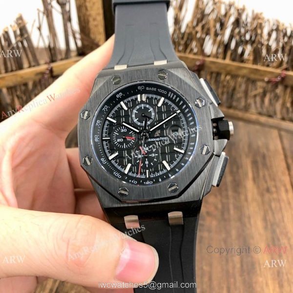 Copy Audemars Piguet Royal Oak Offshore Watches Gray Dial Rubber Strap 3