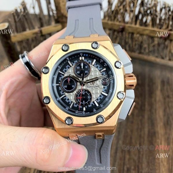 Copy Audemars Piguet Michael Schumacher Rose Gold Black Bezel Watches 3