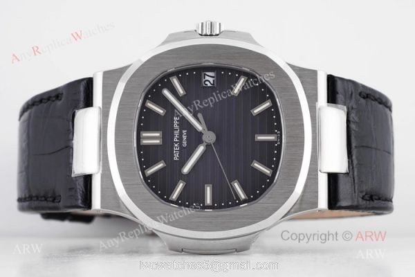 Swiss Replica Patek Philippe Nautilus Dark Blue Dial Stainless Steel Watch For Men 3