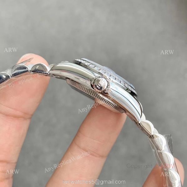 Swiss Quality Replica Rolex Datejust Rhodium Dial With Diamonds Ladies Watch 28mm 3