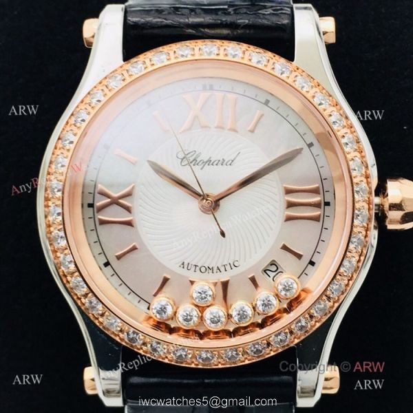 Swiss Replica Chopard Happy Sport 36mm Rose Gold Diamond Ladies Watch 3