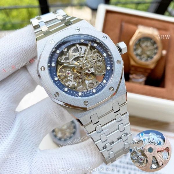 Copy Audemars Piguet Royal Oak Skeleton Watches Rose Gold 3