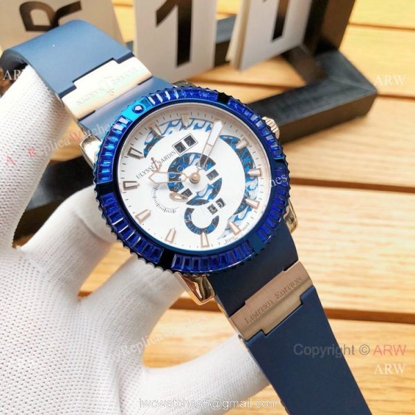 AAA Replica Ulysse Nardin Men Watches SS White Face Diamond Bezel 3