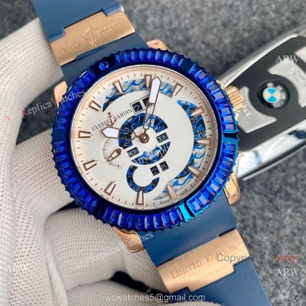 Best Replica Ulysse Nardin Automatic Watches Chocolate Dial Diamond Bezel 3