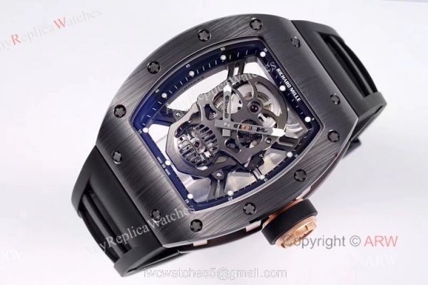 Best Replica All Black Richard Mille RM 052-01 Skull Watches With Black Ceramic Bezel 3