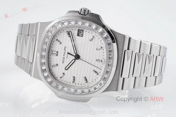 (PPF) V4 Version Best Replica Patek Philippe Diamond Watch With White Dial Diamond Markers 3