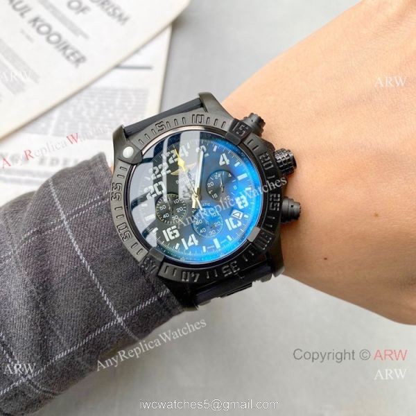 Replica Breitling Avenger Hurricane Military Watch Black Leather Strap 3