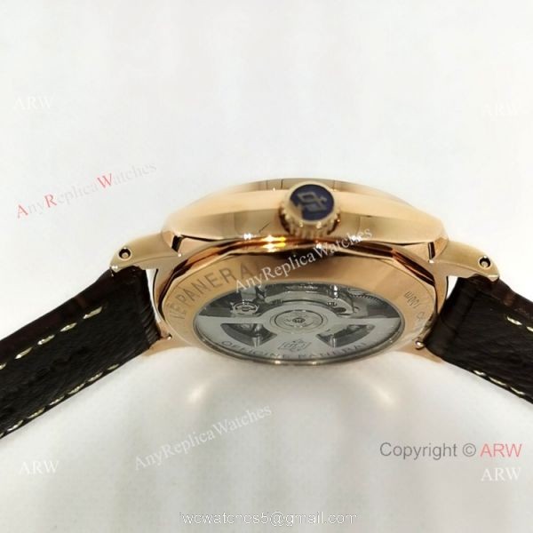 Copy Panerai Radiomir Rose Gold Brown Leather Strap Watch 3