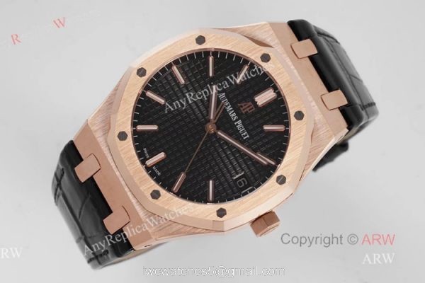 BF Factory Audemars Piguet Royal Oak 41mm Rose Gold Leather Strap Watch AAA Replica 3