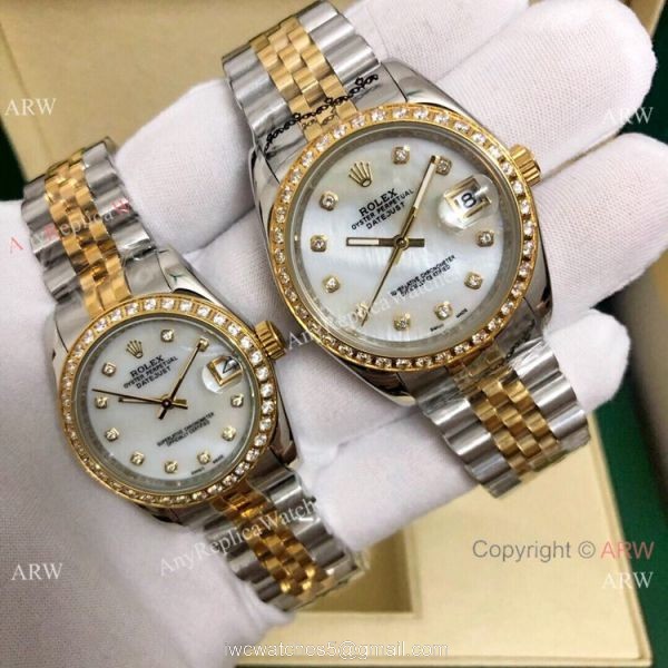 Clone Rolex Datejust Green Dial 2-Tone Lover Watch 36mm and 31mm 3