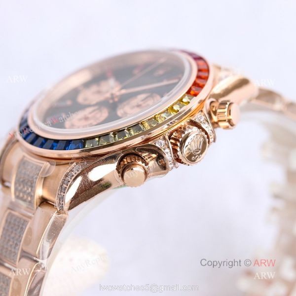 Best Replica Rolex Rose Gold Rainbow Daytona Swiss 7750 Automatic Watch For Men 3