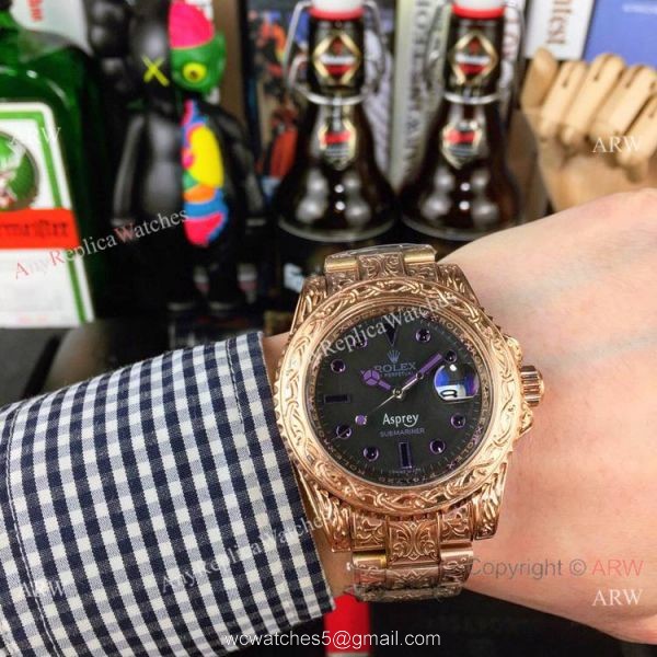 Rolex Submariner Engraving Rose Gold Watches Buy Replica 3