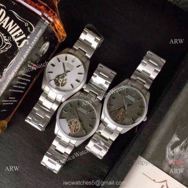 Best Replica Rolex Label Noir Tourbillon Watches Stainless Steel 3