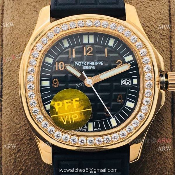 PFF Swiss Patek Philippe Aquanaut Luce Quartz Watch Rose Gold Black Dial 3
