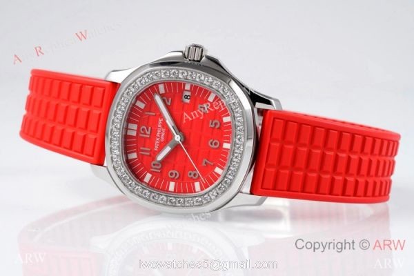 PPF Swiss Copy Patek Philippe Aquanaut Luce Quartz Watch Red Dial 3