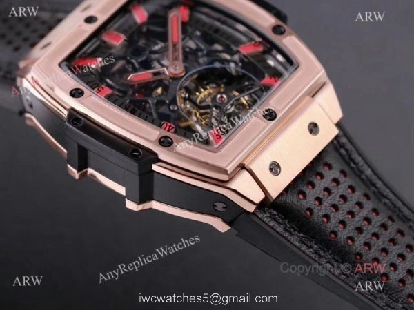Best Replica Hulot Masterpiece Rose Gold Tourbillon Skeleton Watch Hand-Winding Movement 3