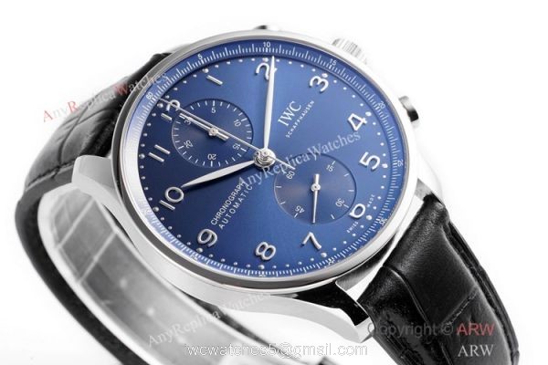 New! Swiss Replica IWC Schaffhausen Portugieser Chronograph Watch Blue Dial 3