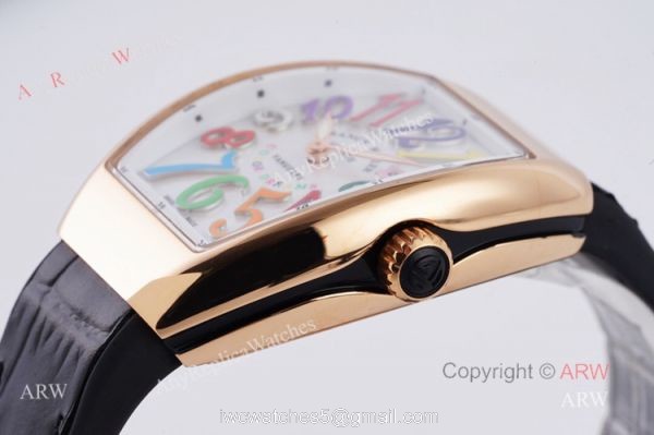 Replia Franck Muller Vanguard Rose Gold V32 Women Watch With Colorful Numbers 3