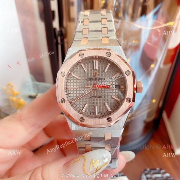 New Replica Audemars Piguet Royal Oak 37mm Lady Watch 2-Tone Rose Gold 3