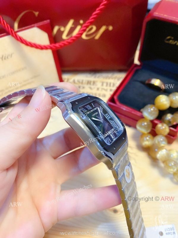 2020 NEW! Copy Cartier Santos de Large Quartz Watch Grey Dial 3