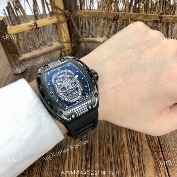 Luxury Replica Richard Mille Skull RM52-01 Watch Black Diamond 3