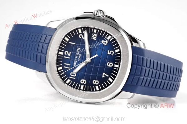 (ZF) Swiss 324 Patek Philippe Aquanaut 5168 Blue Dial Blue Rubber Strap Men Watch Replica 3