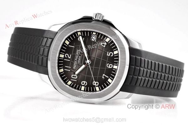 (ZF) Swiss 324 5167A Patek Philippe Aquanaut Grey Dial Black Rubber Band Automatic Watch Replica 3