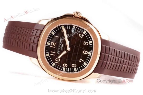 (ZF) AAA Replica Patek Philippe 5167R Aquanaut Rose Gold Chocolate Dial Brown Rubber Strap Men Watch 3