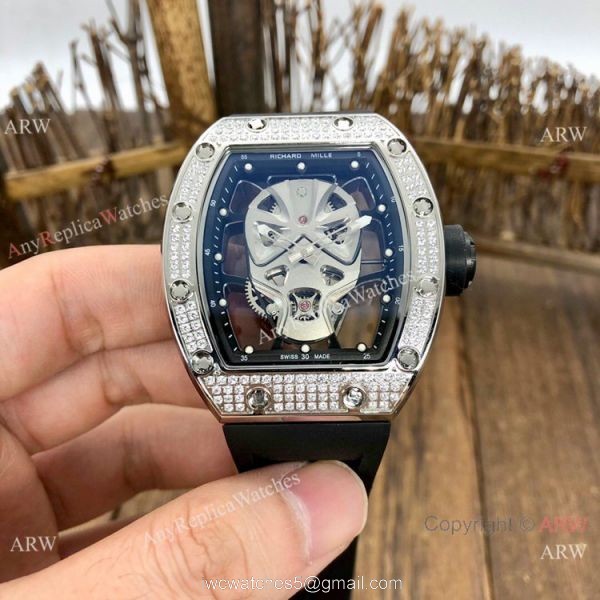 NEW! AAA Quality Richard Mille RM52-06 Tourbillon Mask Watches Silver Skull 3