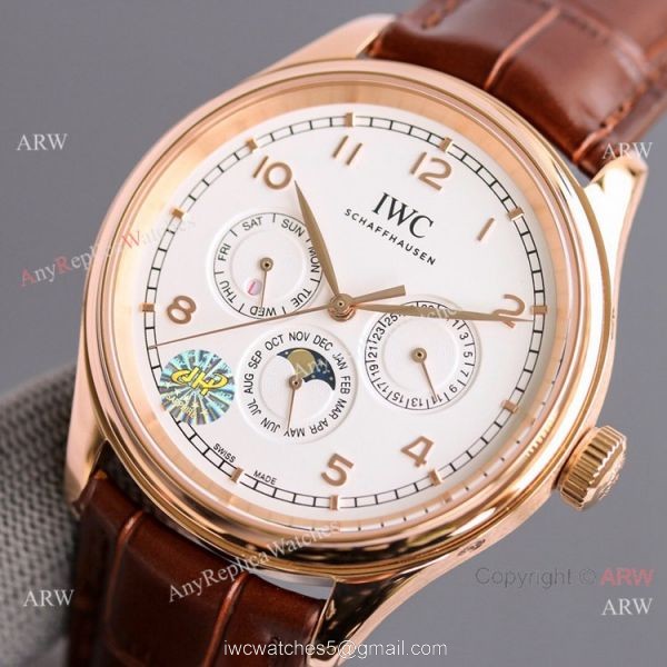 Swiss Replica IWC Portugieser Perpetual Calendar Rose Gold Watch 2020 New 3