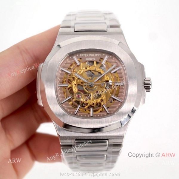 Copy Patek Philippe Skeleton Nautilus Watches Stainless Steel 3