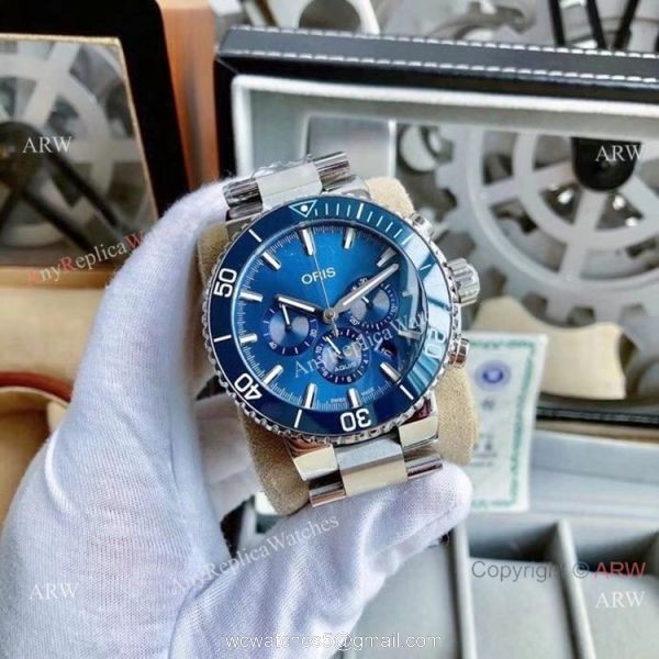 High Quality Oris Artelier Chronograph Copy Watch Blue Dial 3