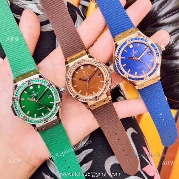 Replica Hublot Big Bang Green Diamond Watche Women Size 3